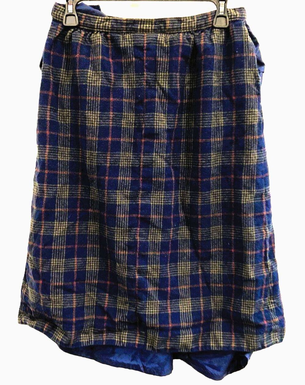 Vintage Pendleton Wool Plaid Midi Skirt Size 16 Pleated Blue Green USA